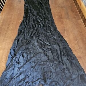 Vintage Carole little  black floral size 14 full length wide Flare gown